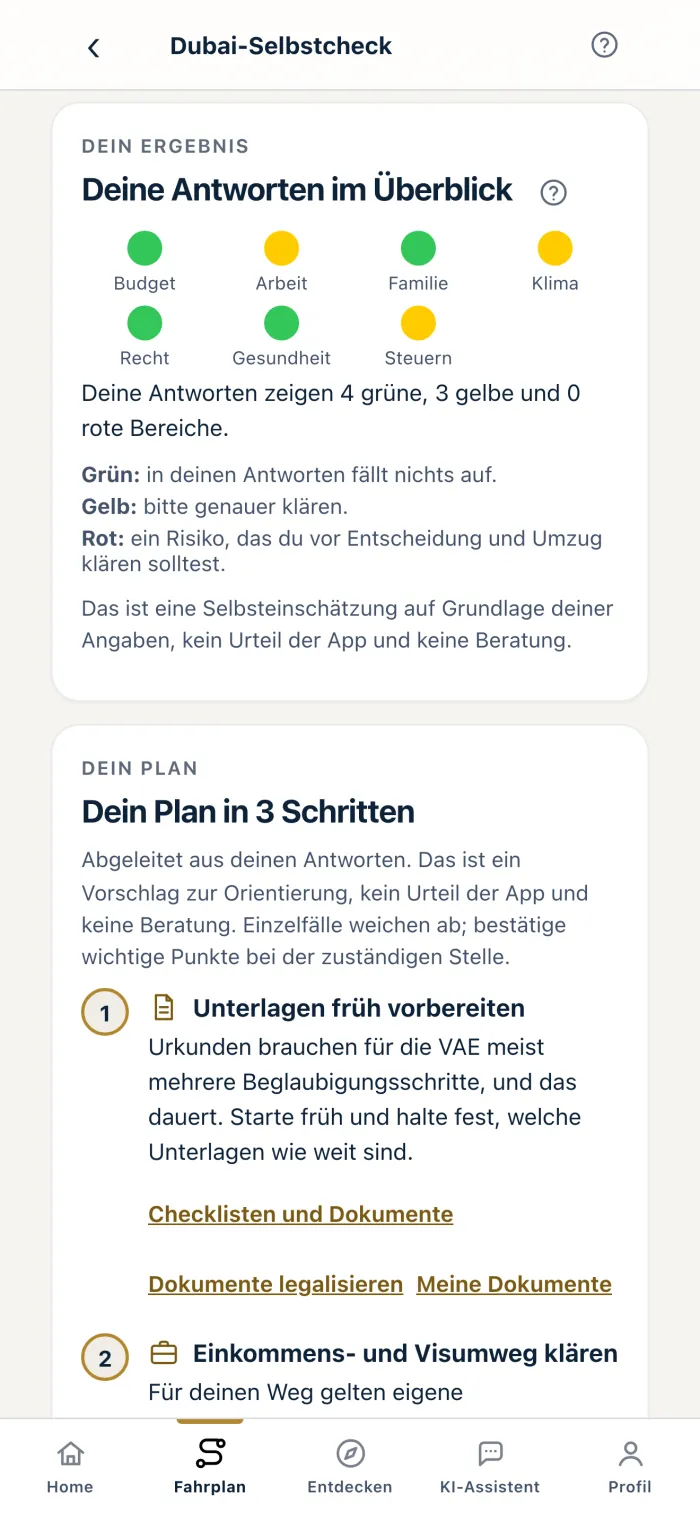Unser Dubai auf dem Handy: Selbstcheck mit Ampel für Budget, Arbeit und Familie