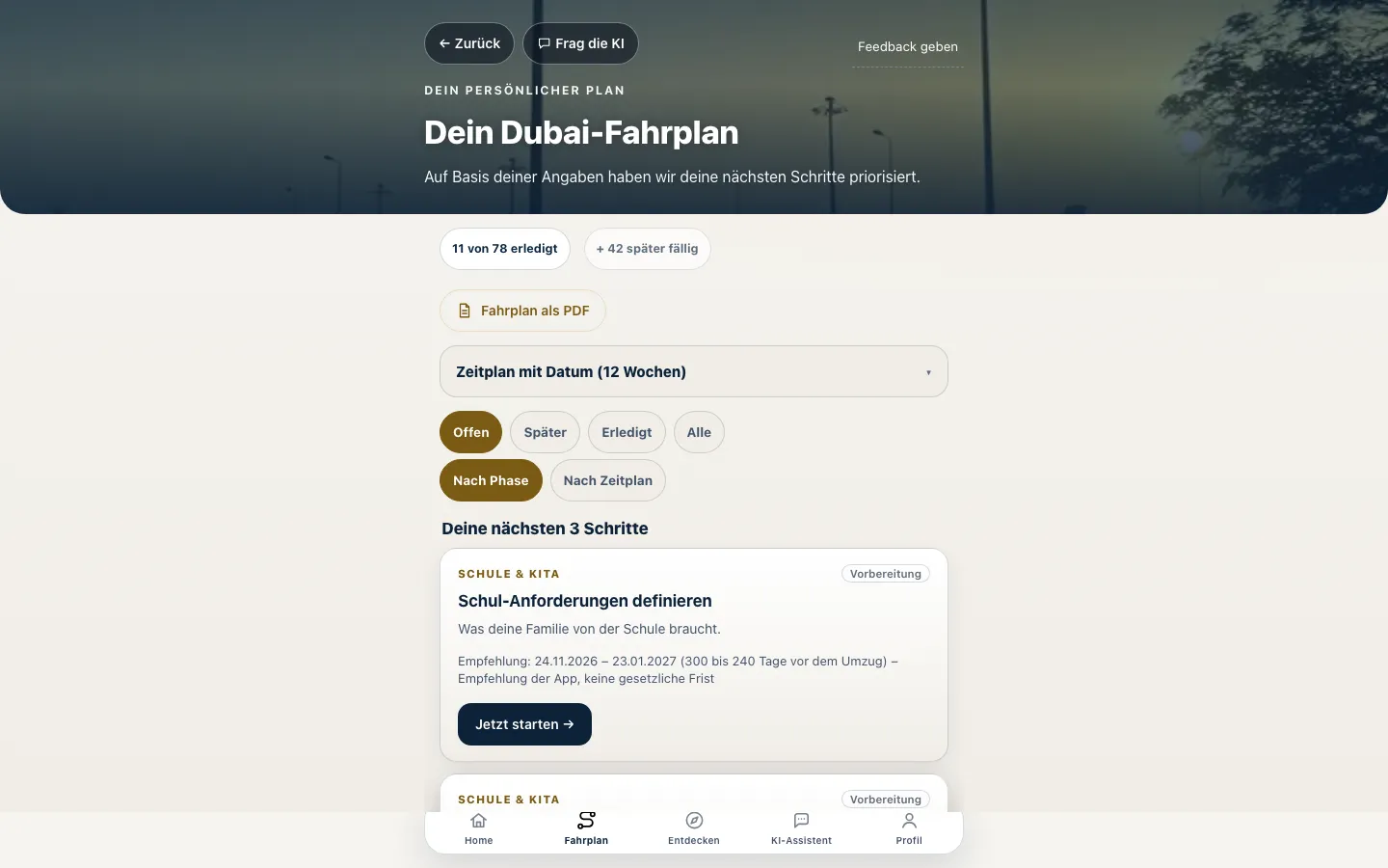 Unser Dubai im Browser: dein persönlicher Dubai-Fahrplan mit den nächsten drei Schritten