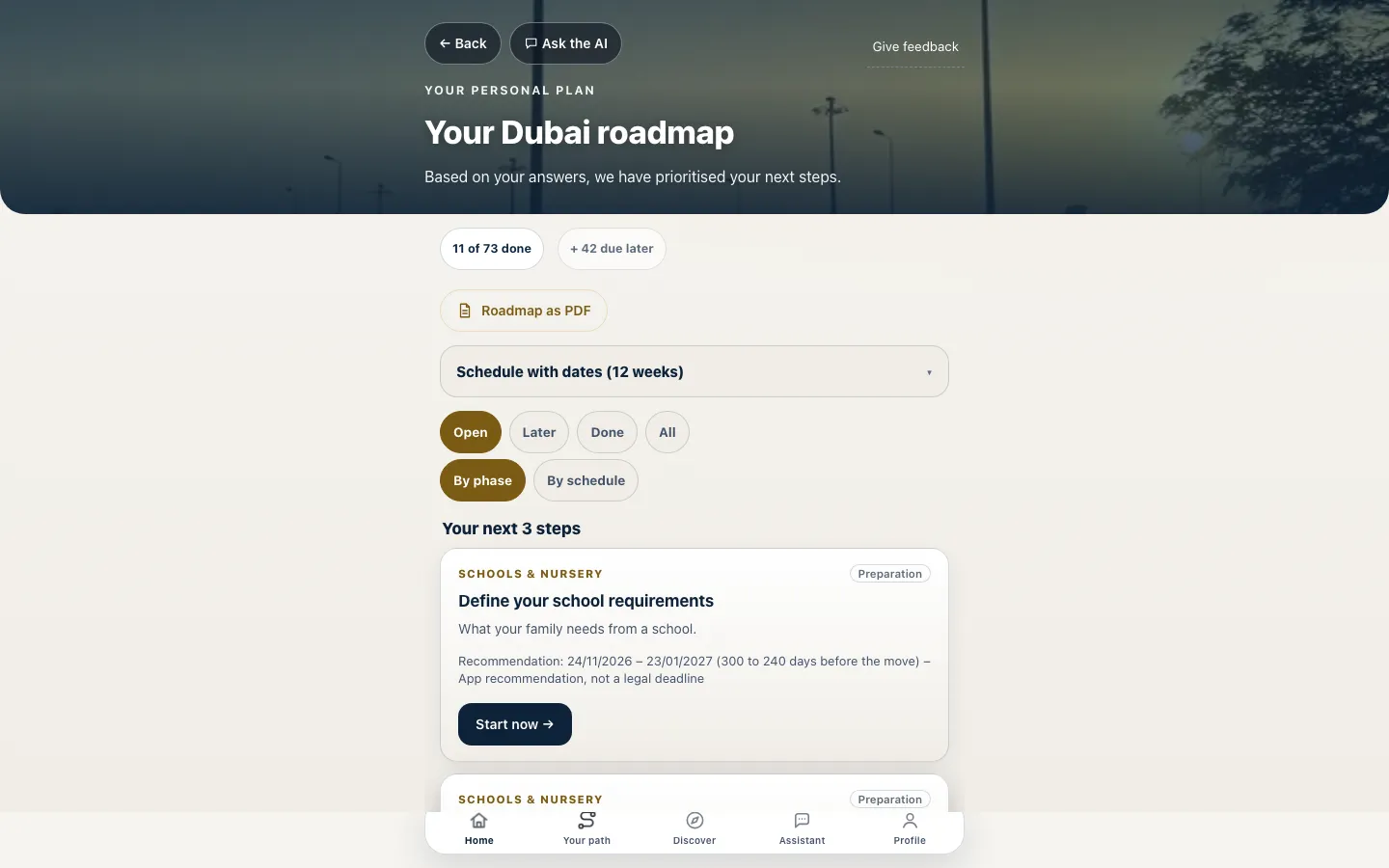 Unser Dubai in the browser: your personal Dubai roadmap with the next three steps